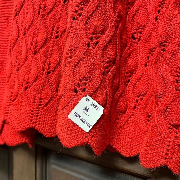 Deadstock 1960s knit cardigan Red Women's Medium - Picture 2 of 8